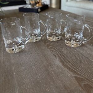 Set of 4 Krosno Poland Mouth-Blown Beer Glasses - 6" Tall Weighted Mugs (NWOB)